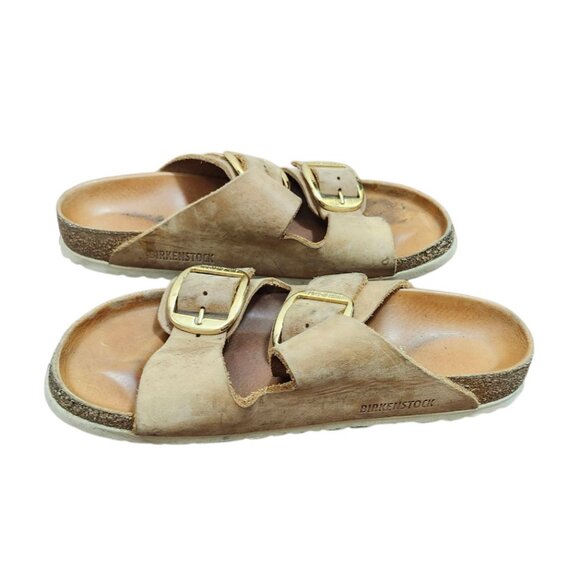 Birkenstock Arizona Big Buckle Narrow Slide Sandal Women Cognac Oiled Leather 39 - Picture 5 of 11